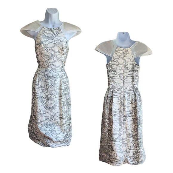 2013 HONOR NYC Garden Print Micro Sparkle Silk Midi Cocktail Dress RTW SS13 Sz 8 - Picture 8 of 8